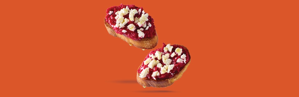 Beet Hummus Crostini
