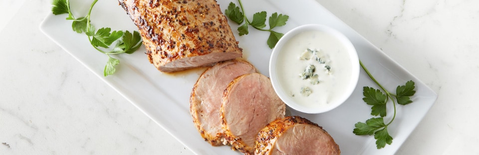 Keto Pork Tenderloin with Blue Cheese Sauce
