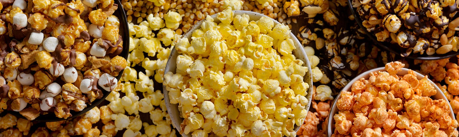Buckets of flavored popcorn Buckets of flavored popcorn