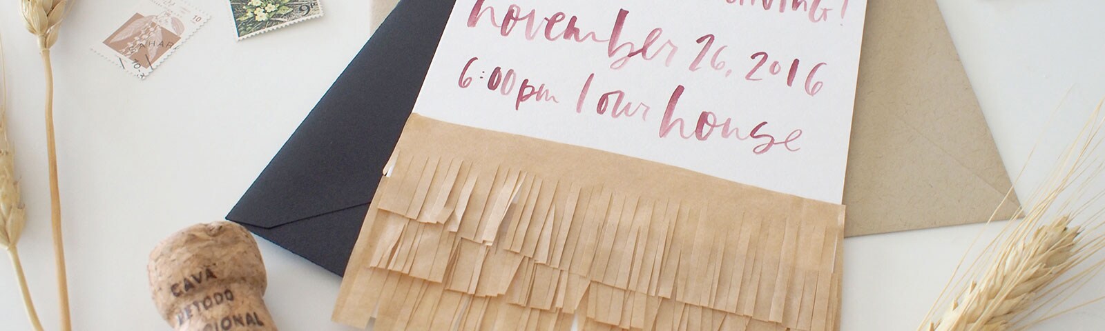 Brown paper bag with calligraphic writing