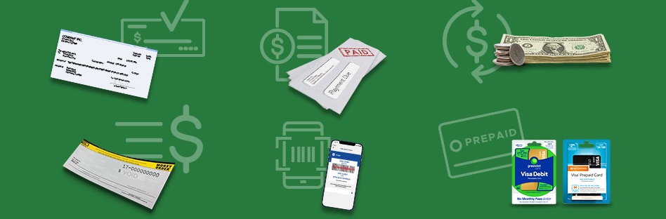 Consolidated representation of all the money services available at Smith’s Food and Drug including check cashing, bill pay, money transfers, money orders, account funding, and prepaid cards.