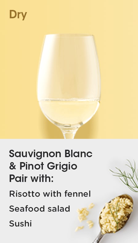 Shop dry white wine food pairings.